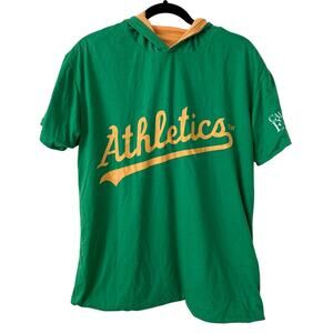 RARE Oakland Athletics Green/Gld Unisex Baseball Reversible ShortSleeve Hoodie-M